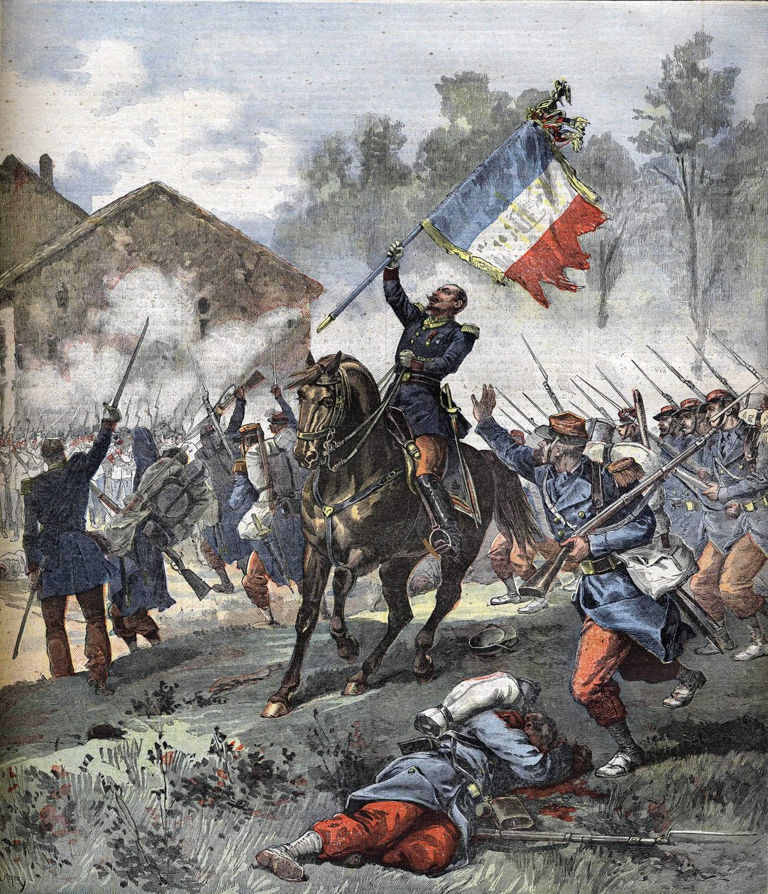 Coronel de Malleville murió en la Batalla de Solferino el 24 de junio de 1859 de Unknown artist
