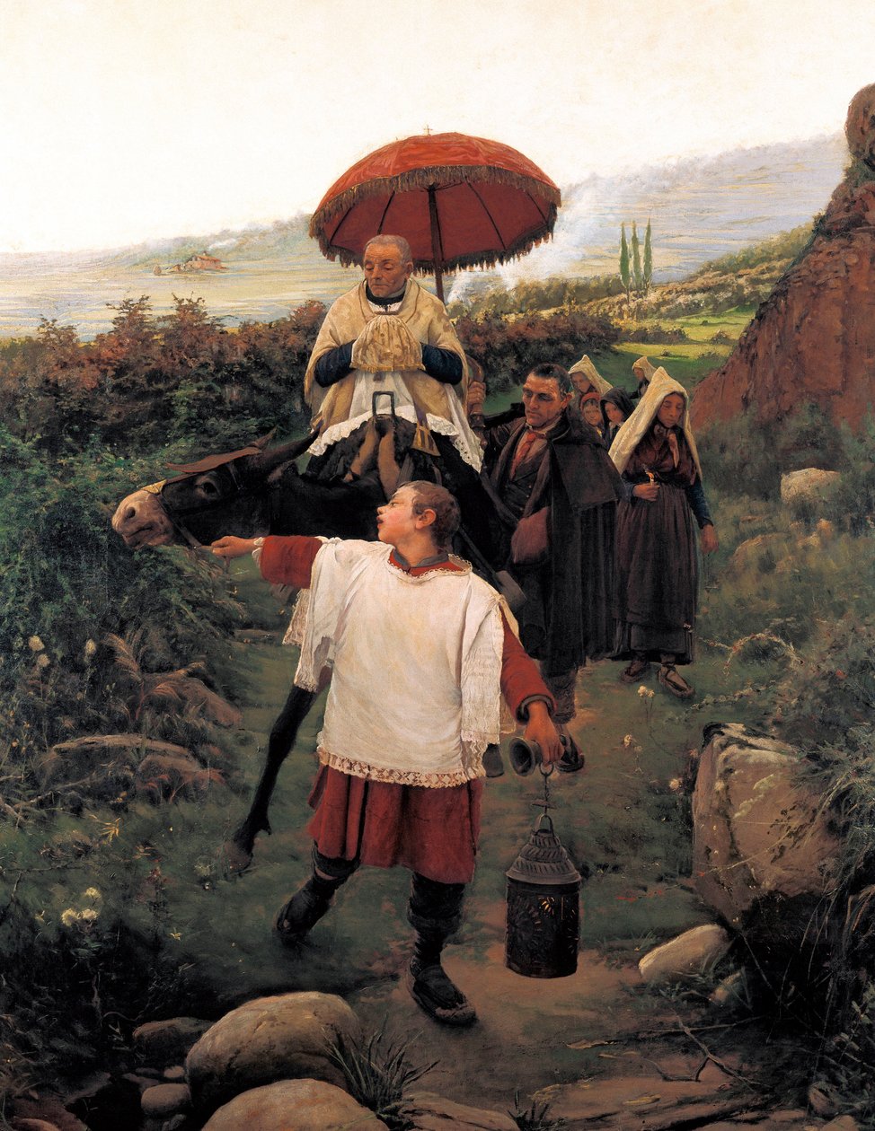 "Combregar a Muntanya" Cortejo religioso en una montaña de Unknown artist