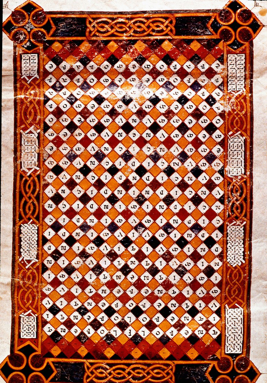 Laberinto conmemorativo Página cubierta con un laberinto digital. Miniatura de Florentius del manuscrito “moralia in job” de la Abadía de Valeranica (San Pedro de Berlanga en Castilla) con comentarios del Papa Gregorio I (540-604), siglo IX. Madrid, Nacion de Unknown artist