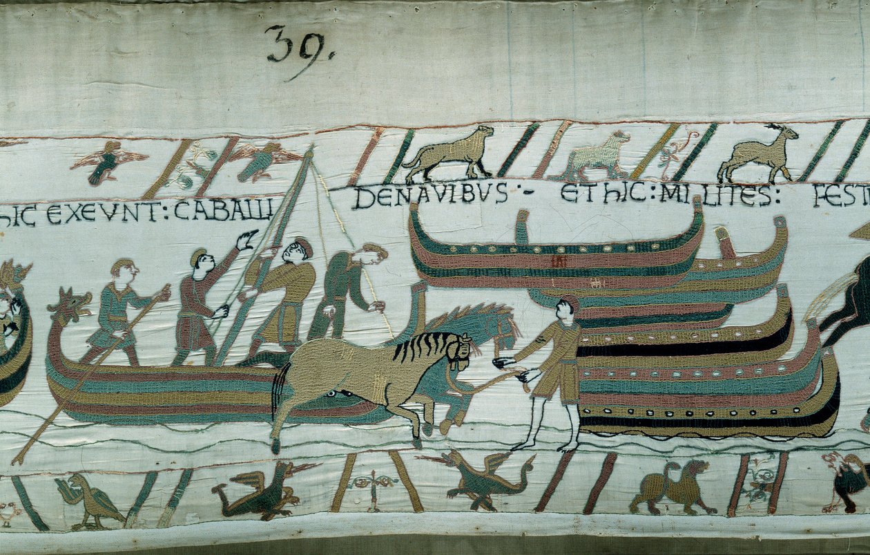 Conquista de Inglaterra por el Duque de Normandía Guillermo el Conquistador (1027-1087) en 1066 (detalle) de Unknown artist