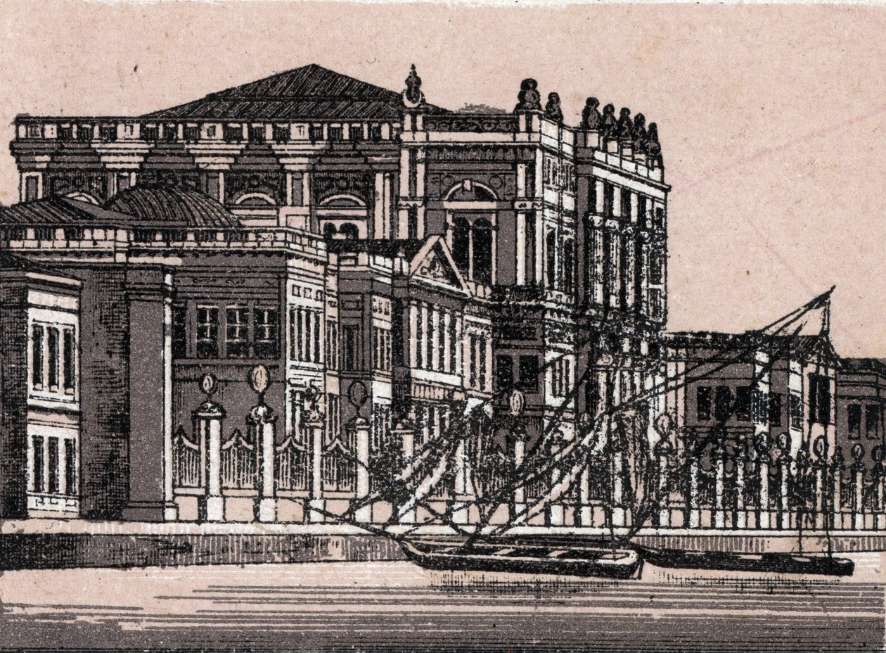 Constantinopla, Turquía: vista del Palacio Imperial en Dolma Baggsche. En "El Mundo Ilustrado 168 vistas". Sin fecha (finales del siglo XIX). de Unknown artist