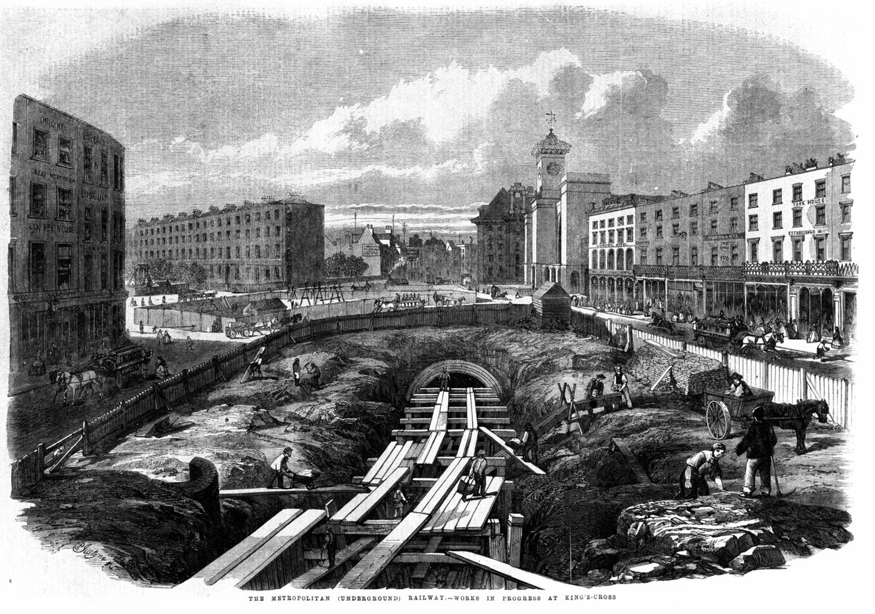 Construcción del Metro de Londres en 1850: obras en King Cross. de Unknown artist