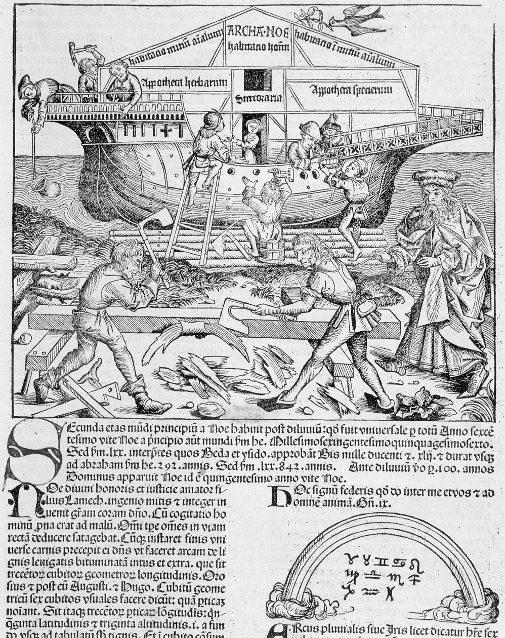 Construcción del Arca de Noé - en Crónica de Núremberg de Unknown artist