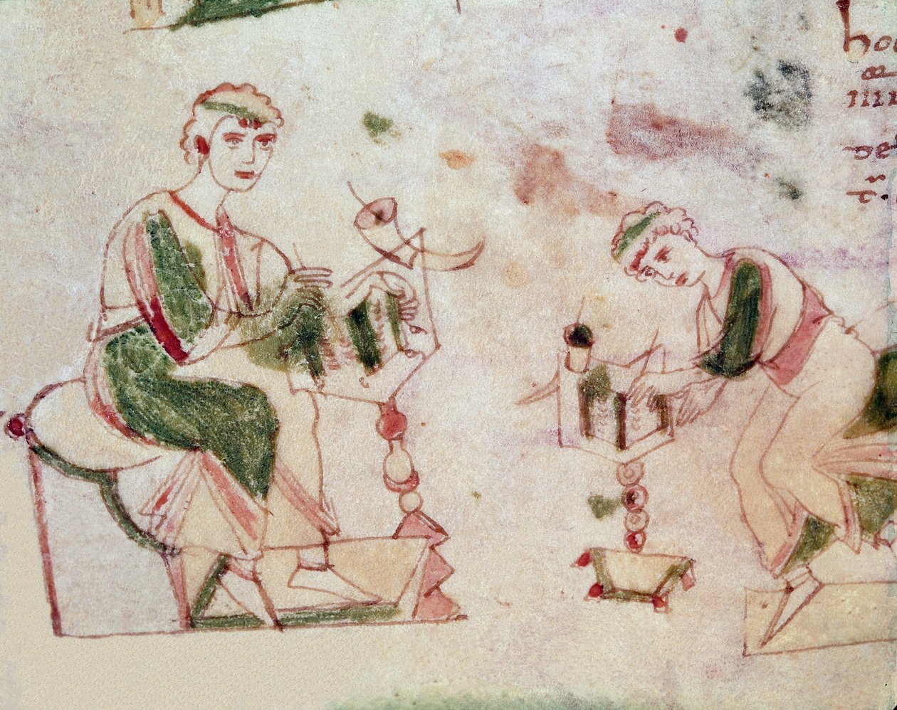Copistas, detalle (miniatura) de Unknown artist
