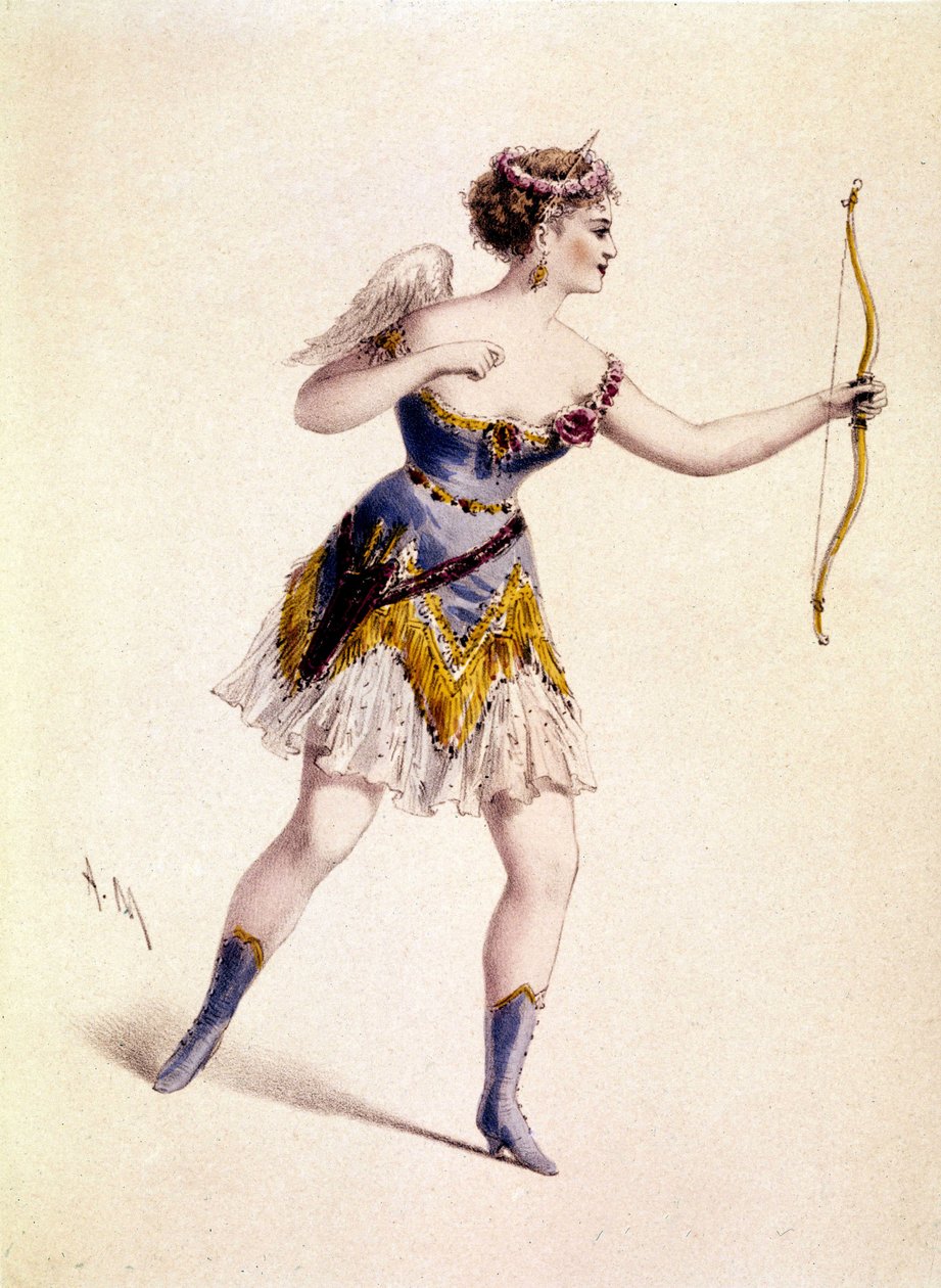 Cora Pearl (1842-1886), cortesana inglesa, en el papel de Cupido en la ópera "Orfeo en el infierno" de Unknown artist
