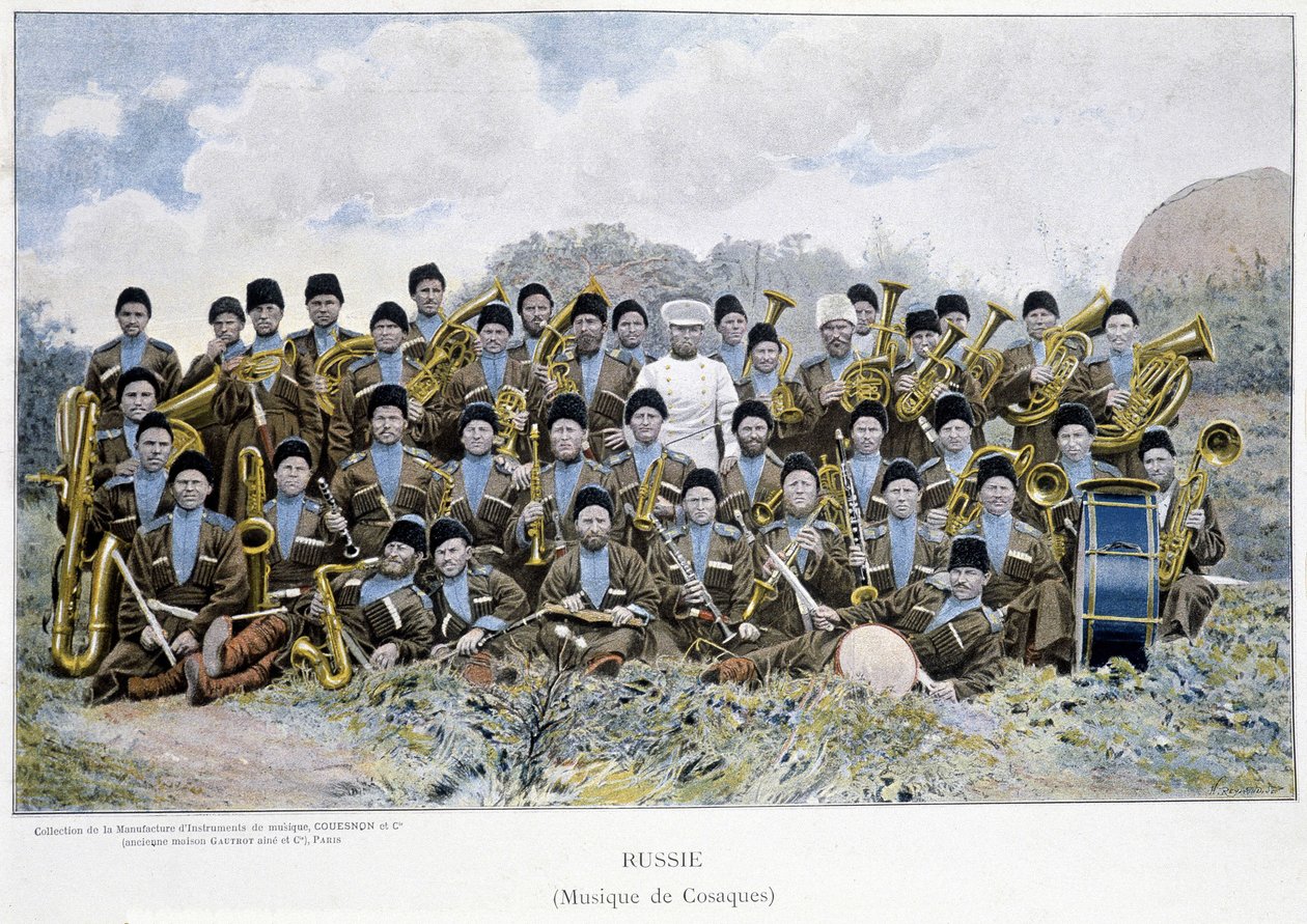 Banda de música cosaca en Rusia en el siglo XIX. de Unknown artist