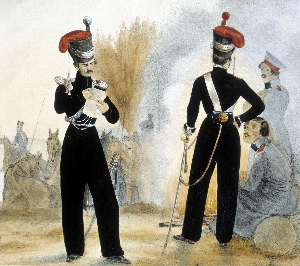 Soldados cosacos de la pequeña Rusia alrededor de 1840. de Unknown artist