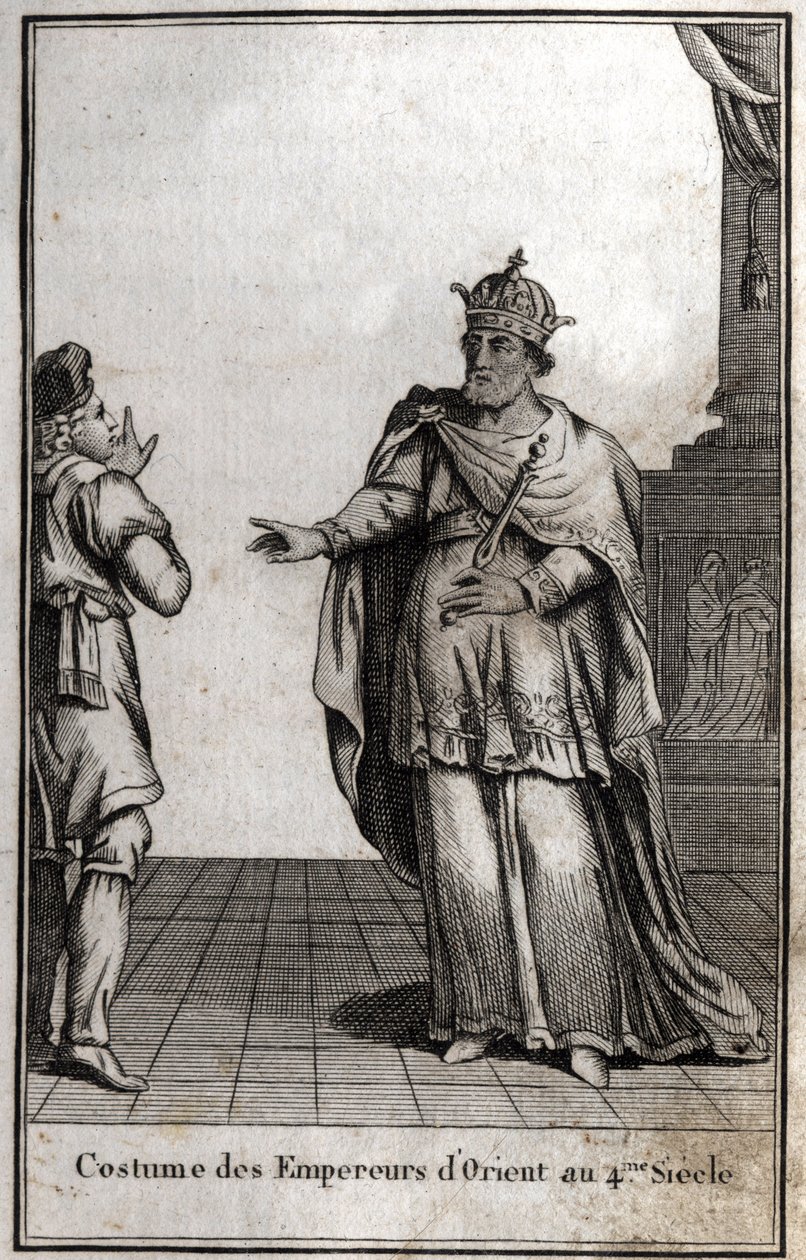 Traje de los emperadores orientales en el siglo IV. Grabado en “Beaute de l