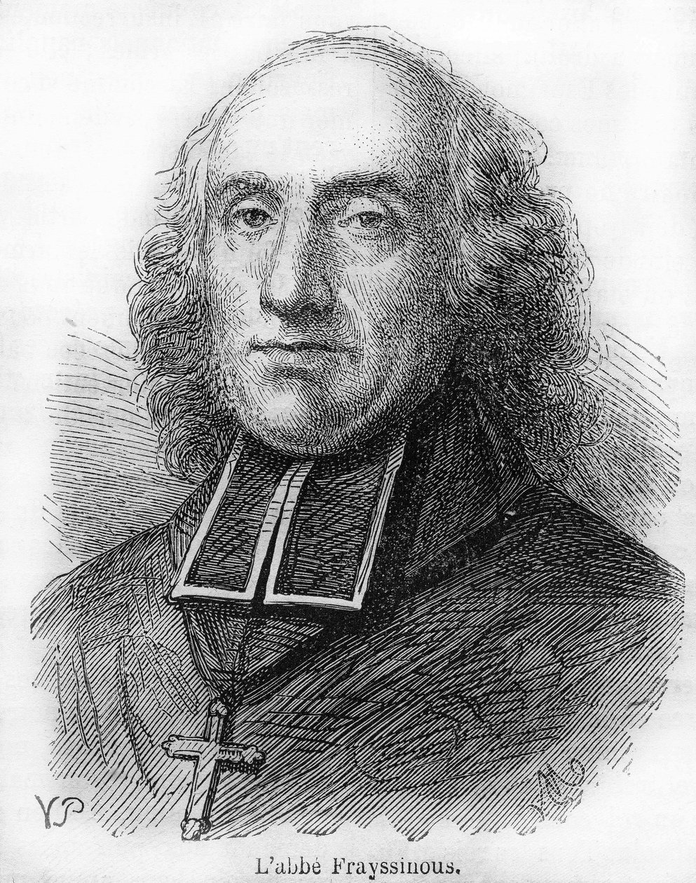 Conde Denis de Frayssinous (1765-1841), prelado francés, obispo de Hermópolis, ministro de asuntos eclesiásticos e instrucción pública. Grabado de 1844 de Unknown artist