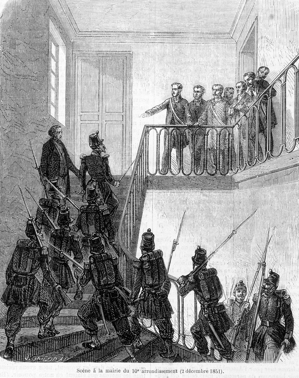 Golpe de Estado: arresto de diputados en el Ayuntamiento del 10º distrito de París el 2 de diciembre de 1851 de Unknown artist