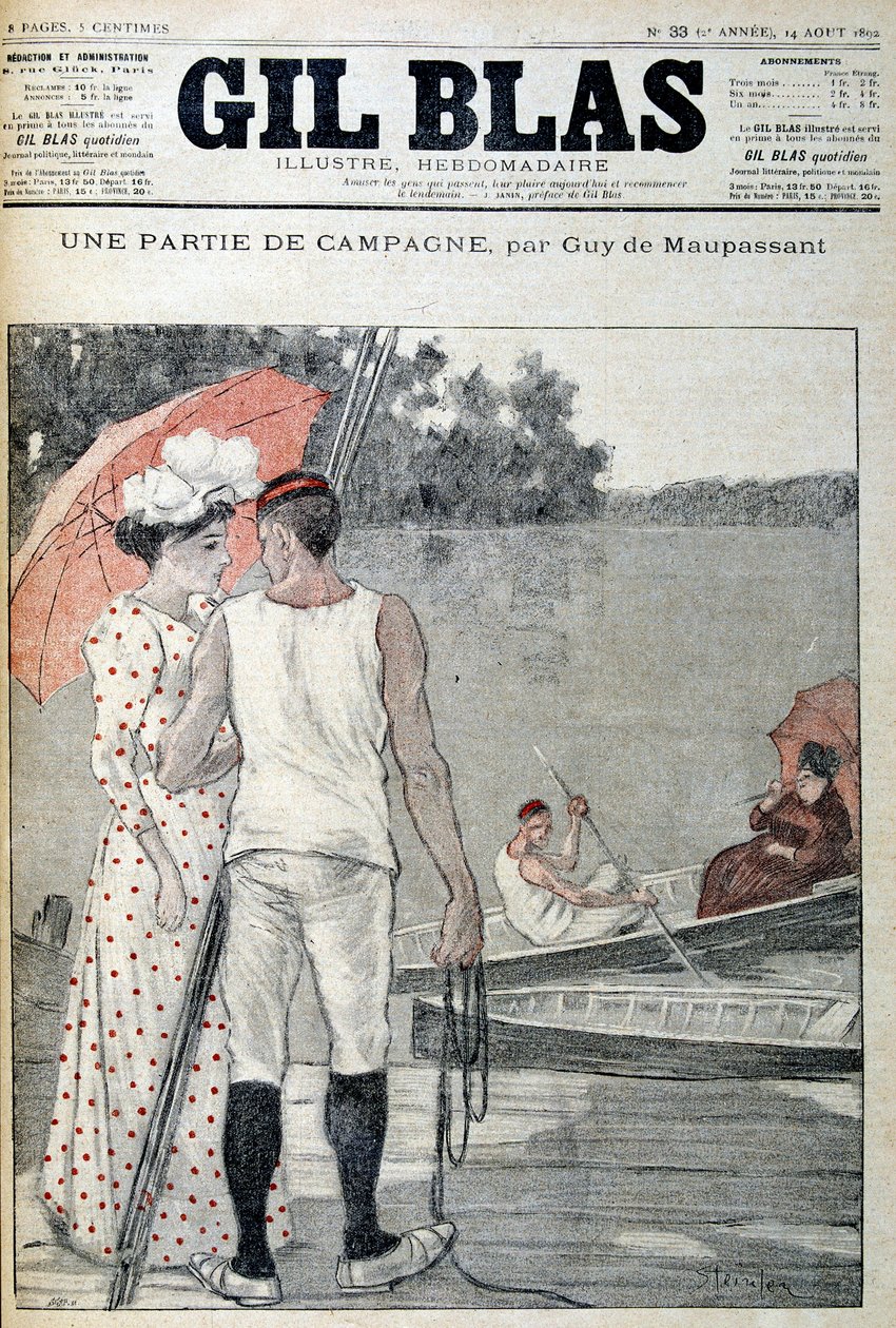 Portada de “Gil Blas” ilustrando “Una parte de la campaña” de Guy de Maupassant. 14/08/1892 de Unknown artist