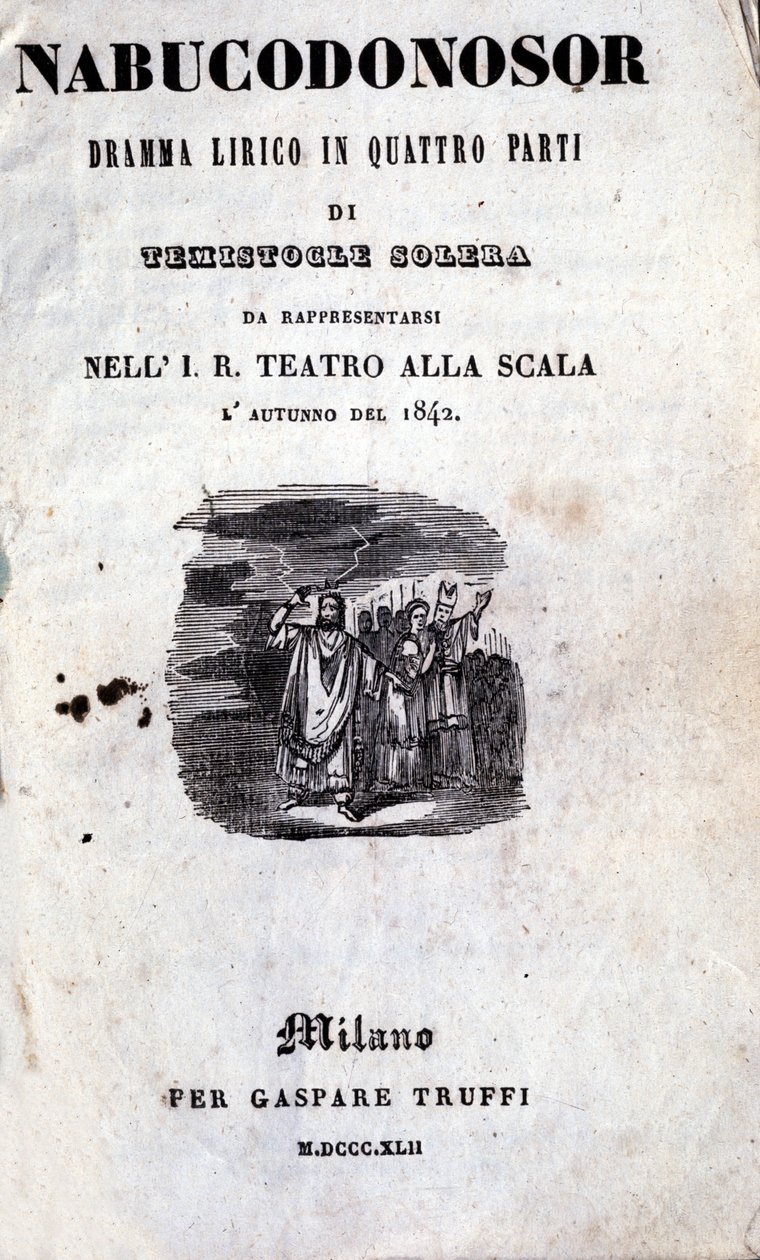 Portada del primer libreto de Nabucco de Giuseppe Verdi (1813 - 1901), que inicialmente se llamó Nabucodonosor de Unknown artist