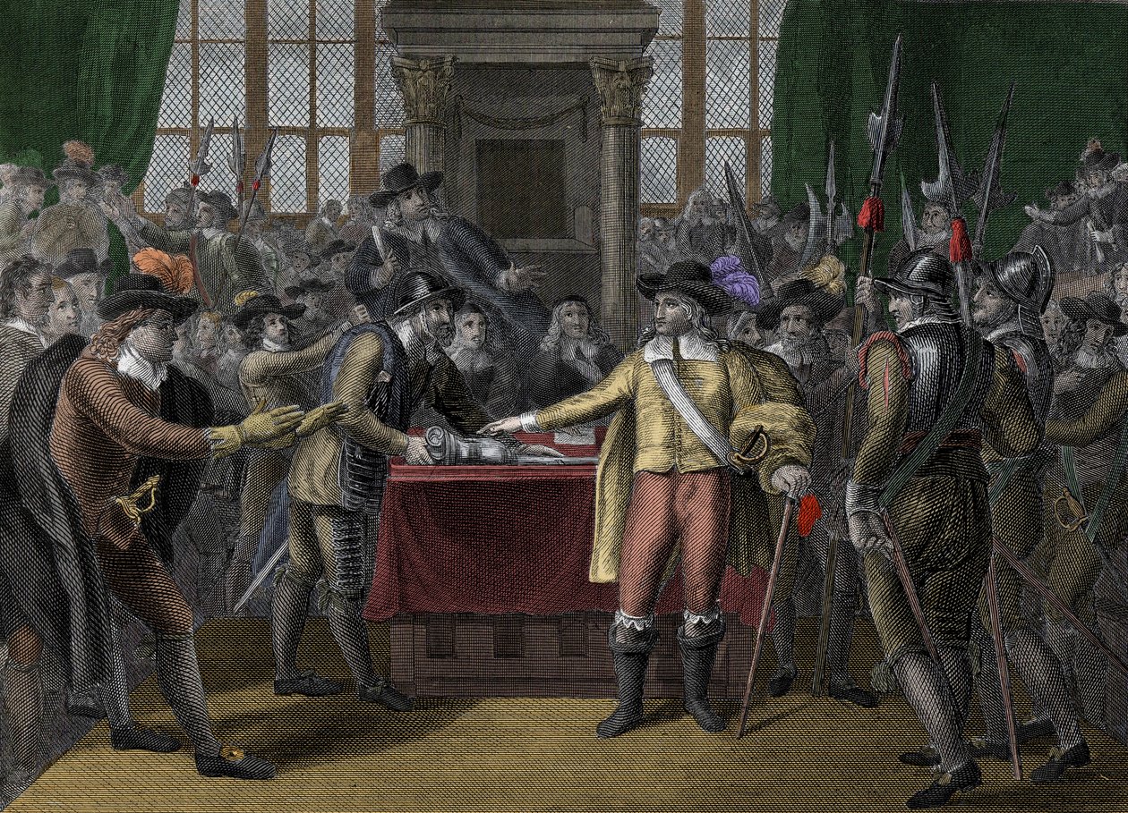 Cromwell disolviendo el Parlamento Largo - El Parlamento Rump - Oliver Cromwell (1599-1658) disuelve el Parlamento Británico de Unknown artist
