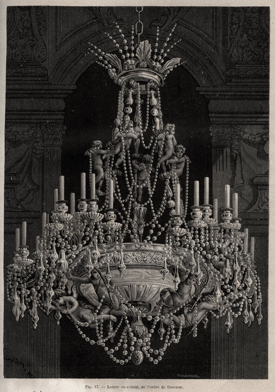 Candelabro de cristal de la fábrica de Baccarat - grabado en 
