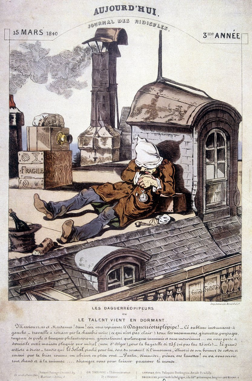 Daguerreopipers o El talento viene en el sueño. Artículo irónico contra la nueva profesión de fotógrafo. En “Hoy, diario de ridículos”, el 15/03/1840. de Unknown artist