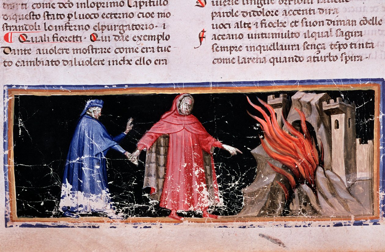 Dante y Virgilio en las puertas del infierno (canto 3 del Infierno, en la Divina Comedia) de Unknown artist