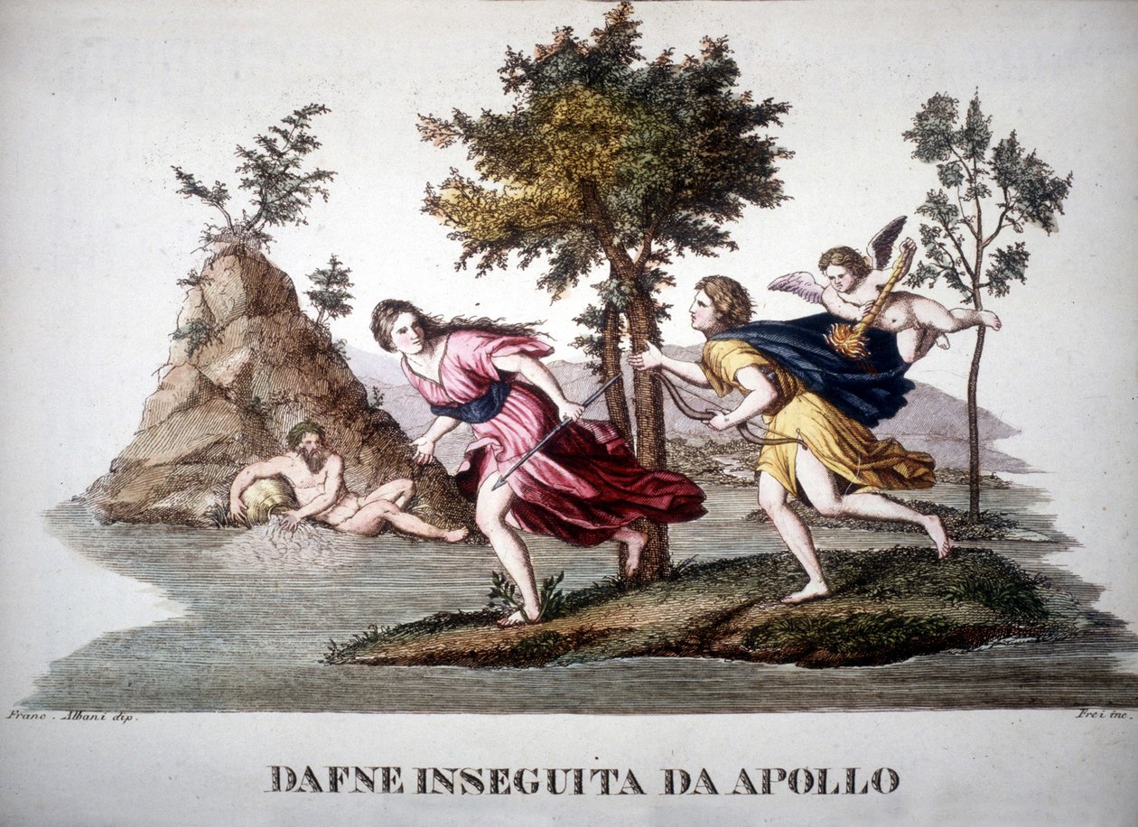 Dafne perseguida por Apolo - en Dizionario mitologico de Unknown artist