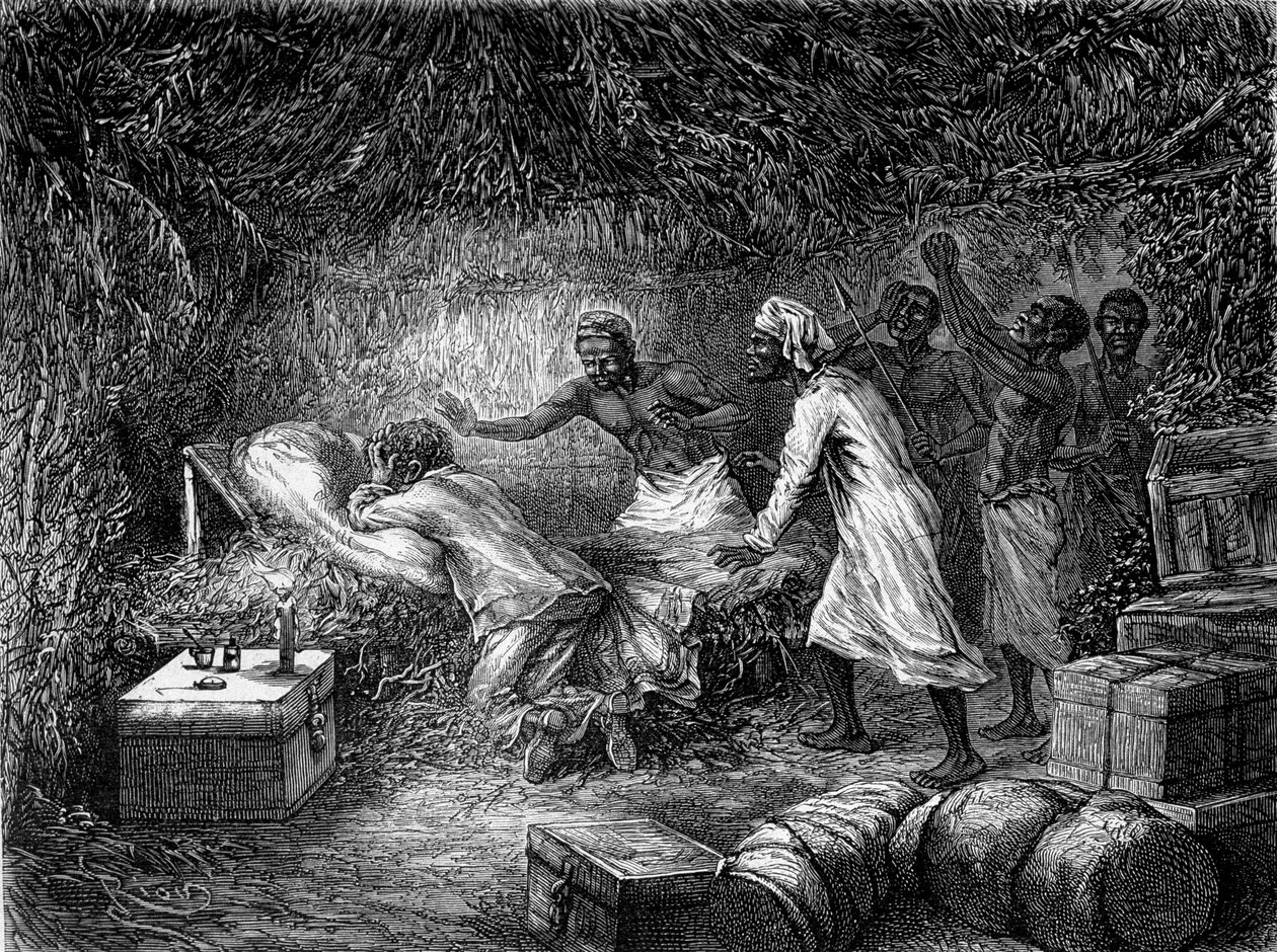 David Livingstone murió de disentería en el pueblo de Tchitammbo en 1873 - en “Tour du Monde”, 2do semestre de 1875 de Unknown artist