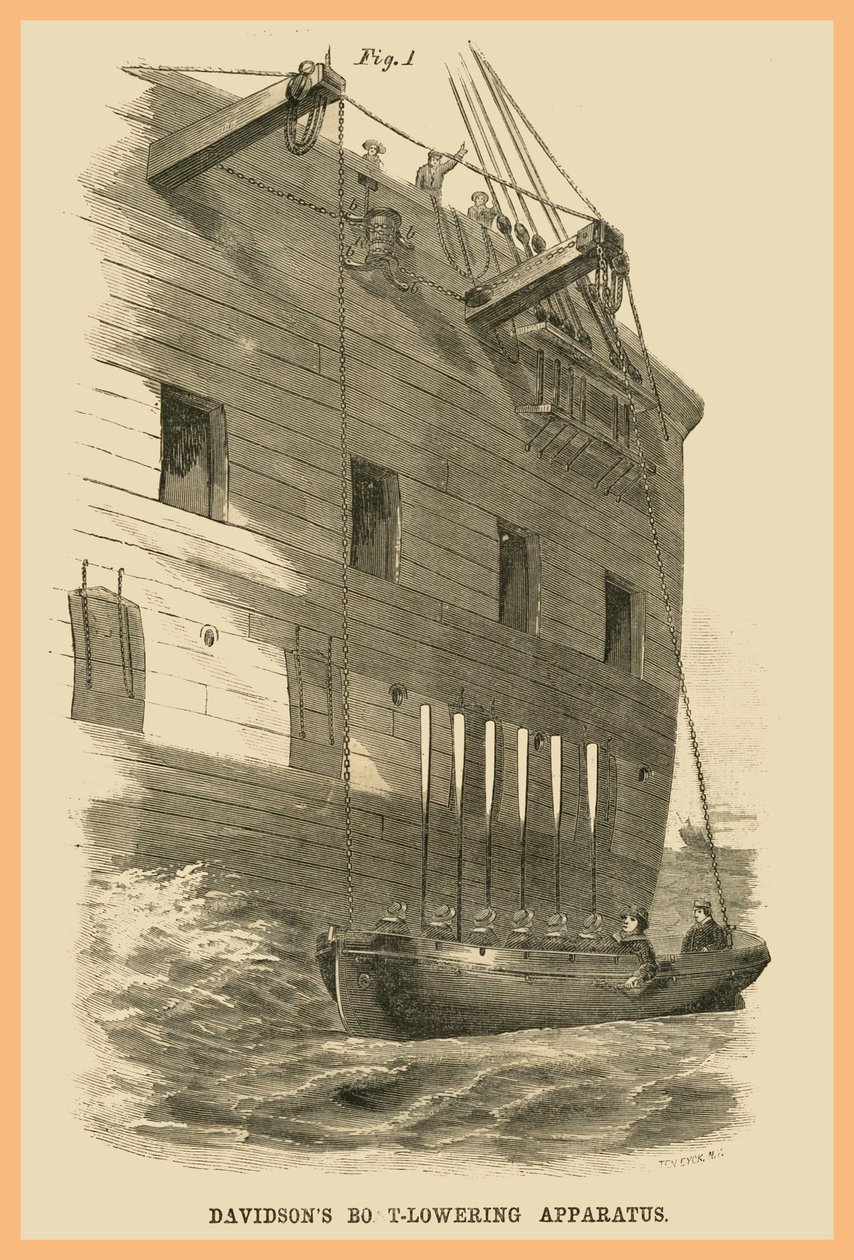 Aparato de descenso de barcos Davidons de Unknown Artist