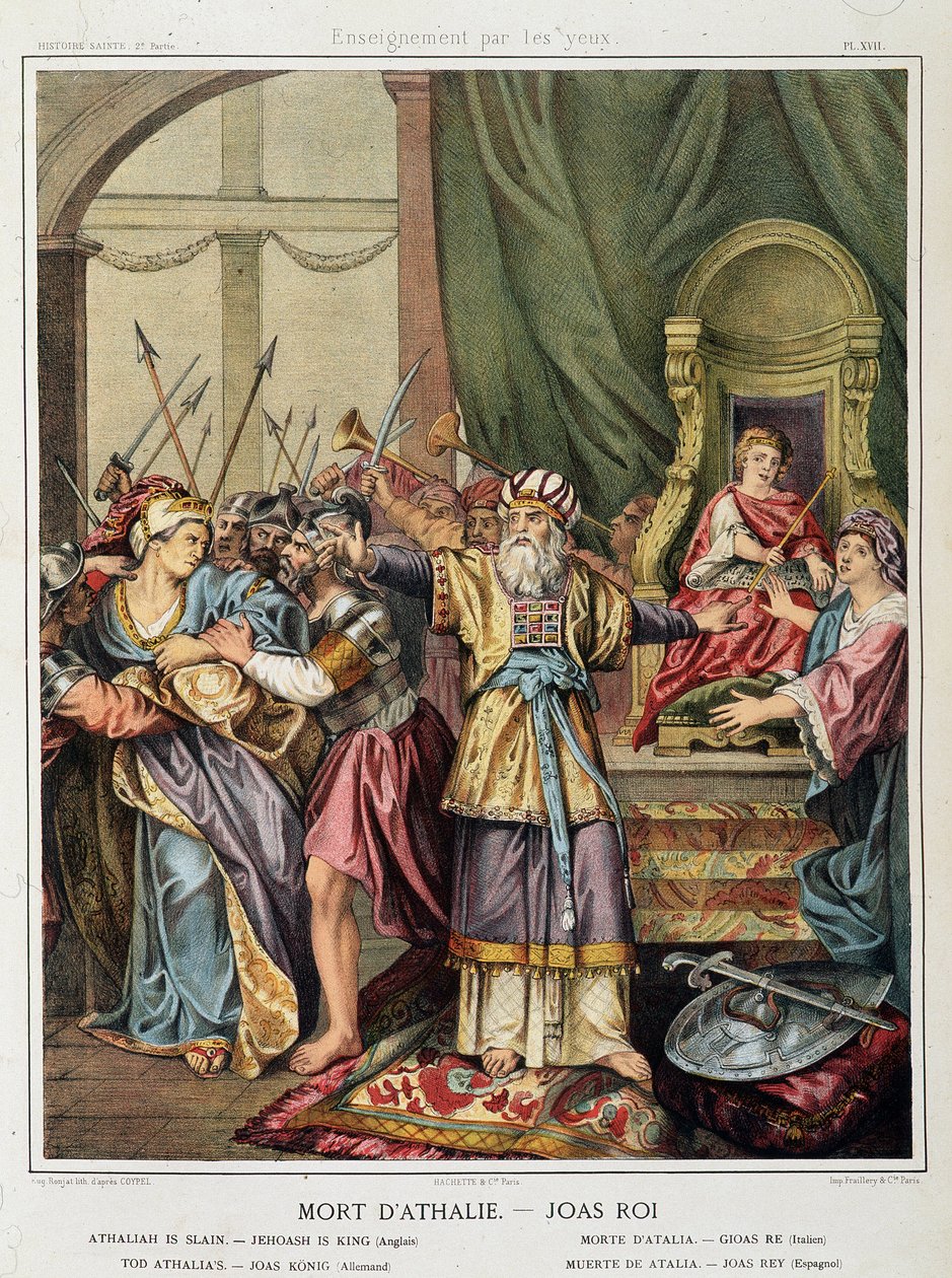 Muerte de Atalía - Joás (Jehoash) rey en “Histoire Sainte”, ed. Hachette de Unknown artist