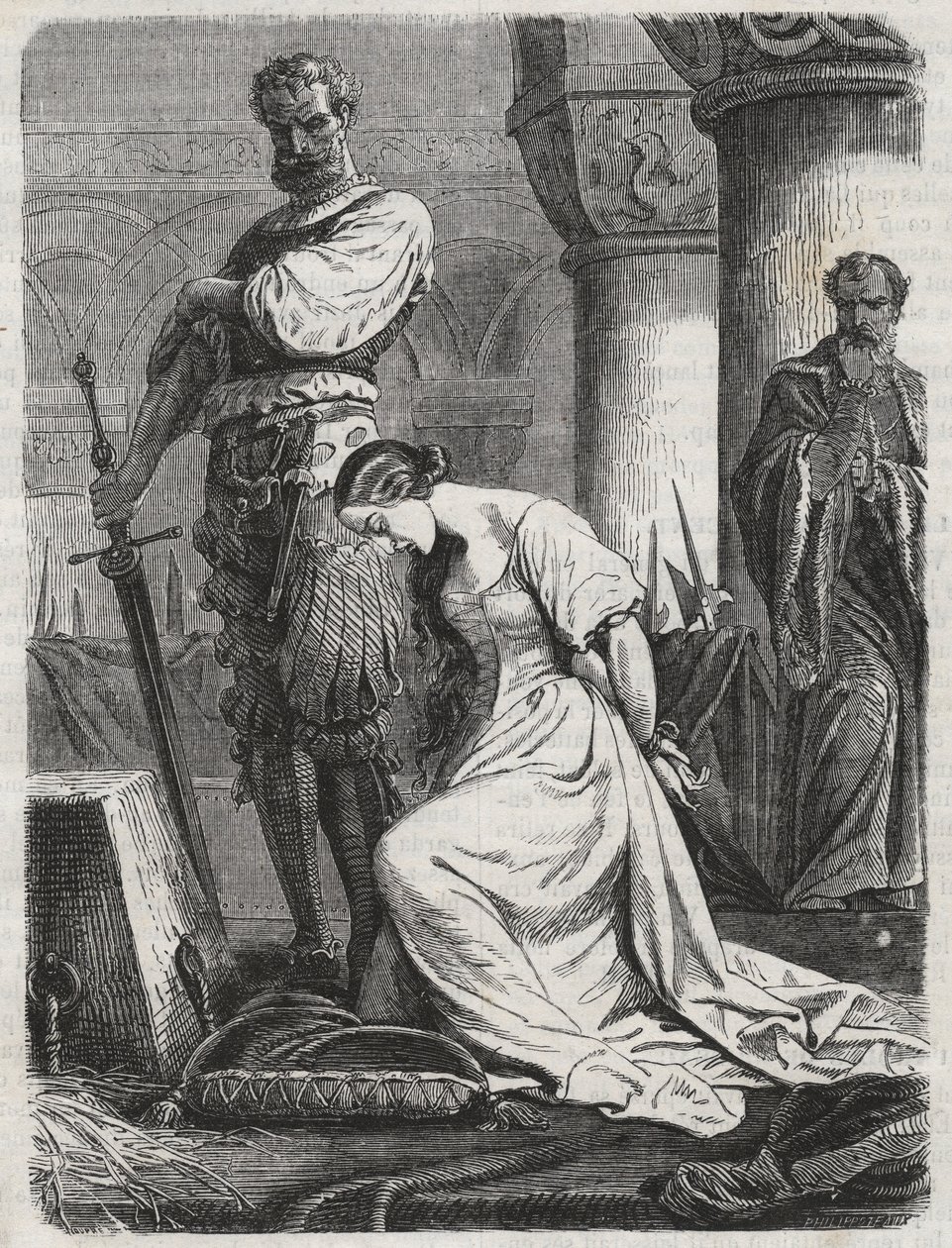 Muerte de Katherine Howard, esposa de Enrique VIII - grabado de 1864 de Unknown artist