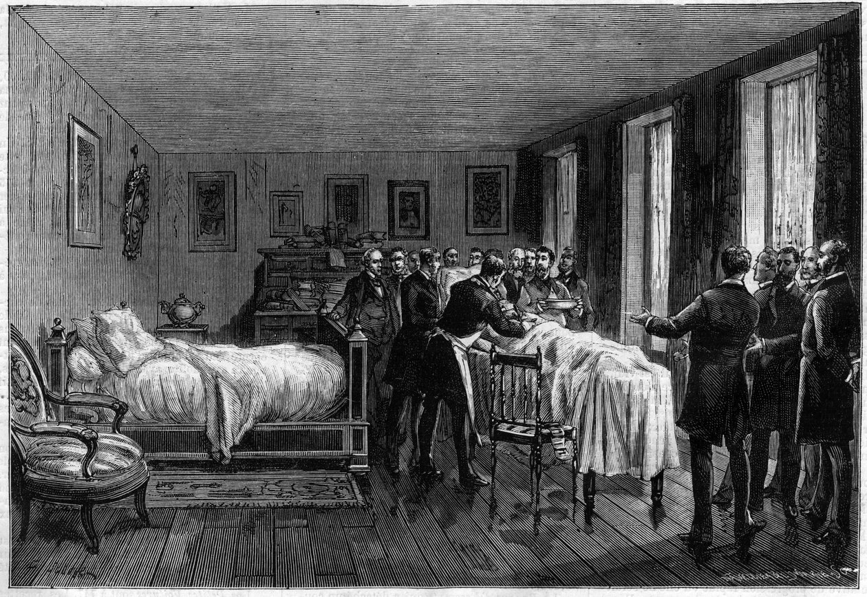 Muerte de Leon Gambetta (1838-1882) político francés - la autopsia - en “El Diario Ilustre” de 1883 de Unknown artist