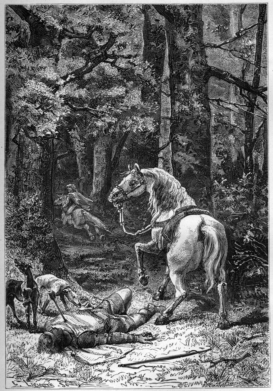 Muerte de Rufus, Guillermo el Rojo (Rey Guillermo II) asesinado por una flecha mientras cazaba en el Nuevo Bosque de Unknown artist