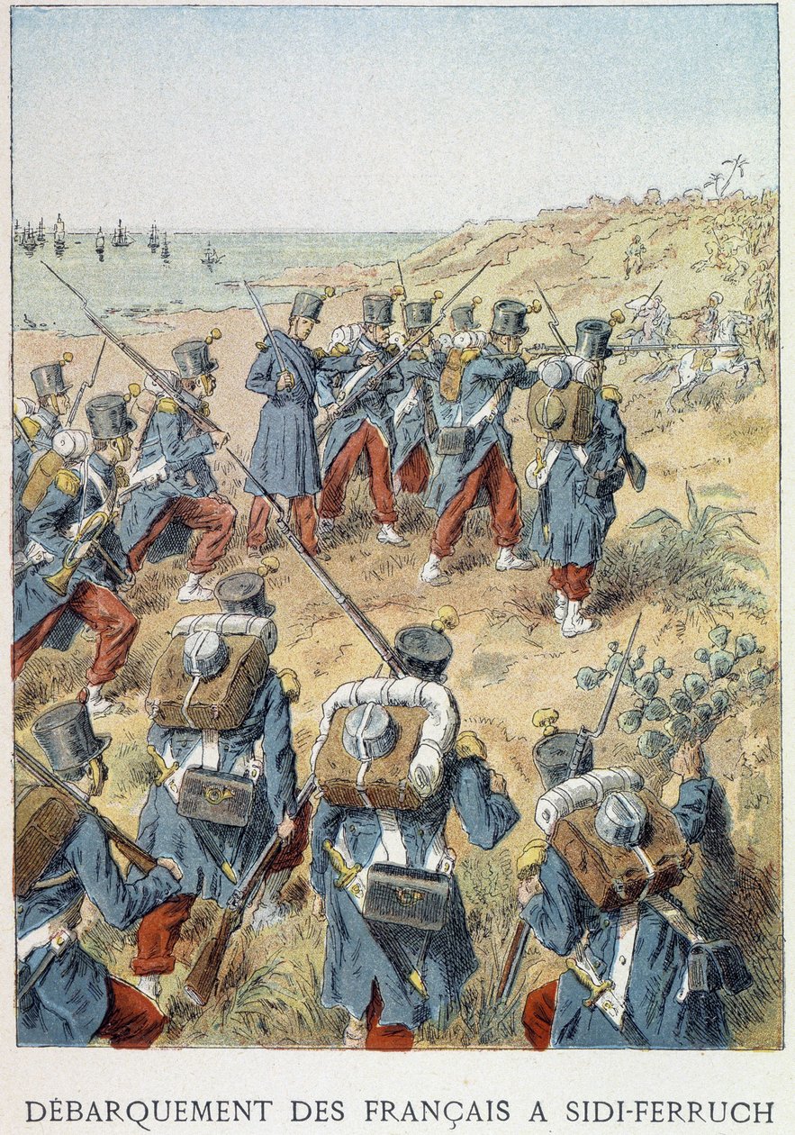 Desembarco de los franceses en Sidi - Ferruch, Argelia, el 14 de junio de 1830 - en "Histoire de France" de Unknown artist