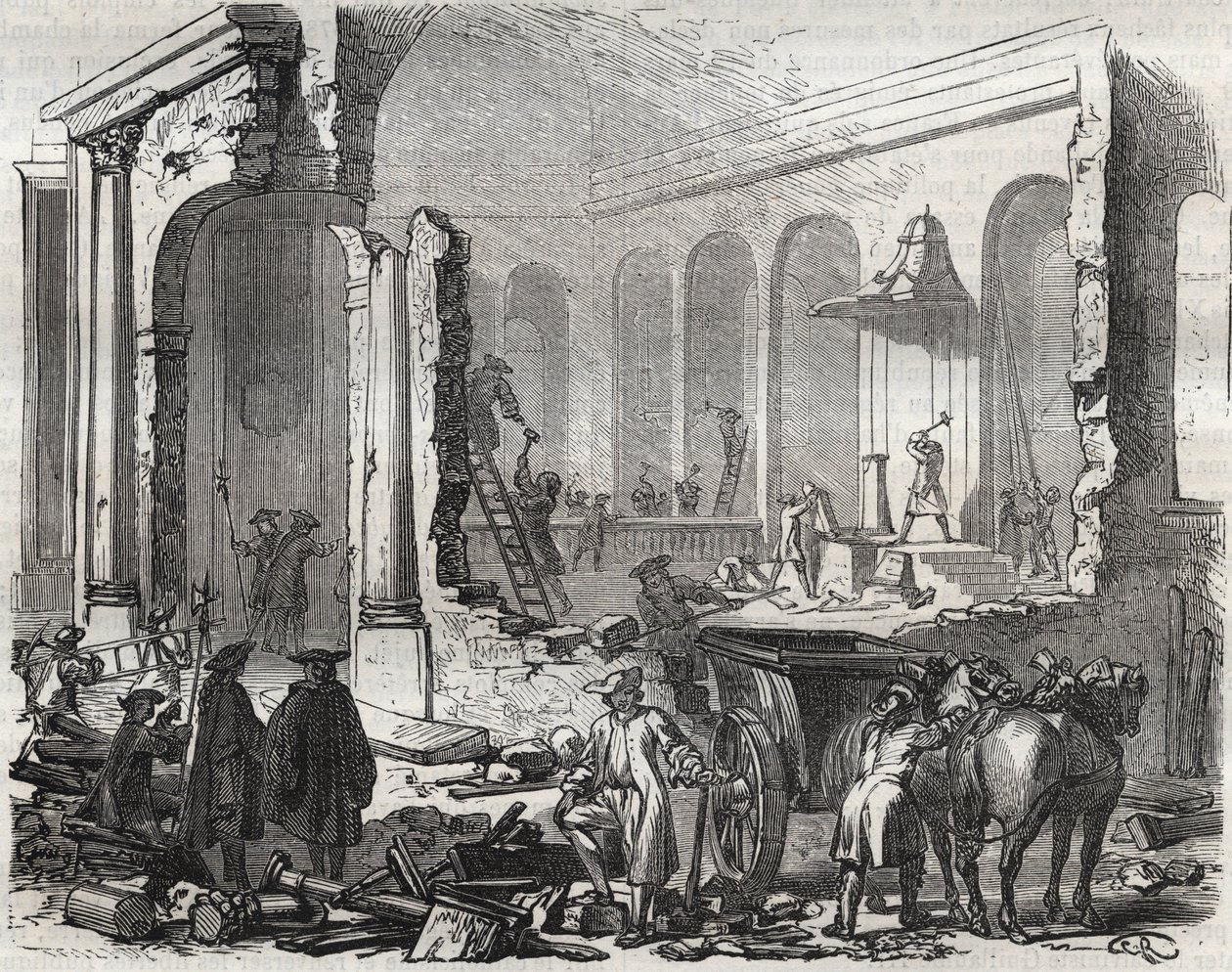 Demolición del templo de Charenton en noviembre de 1685 tras la Revocación del Edicto de Nantes, 18 de octubre de Unknown artist