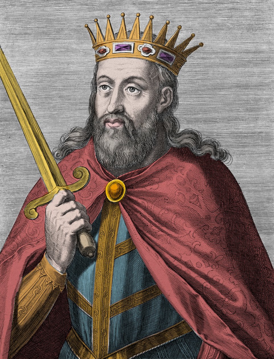 Denis de Portugal (el Rey Agricultor) - Denis I de Portugal (1261-1325) (el Agricultor - el Rey Trovador - el Padre de la Patria - el Liberal) Grabado de Unknown artist