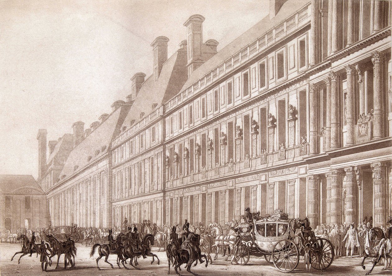 Salida de Napoleón del Louvre, para su coronación. de Unknown artist