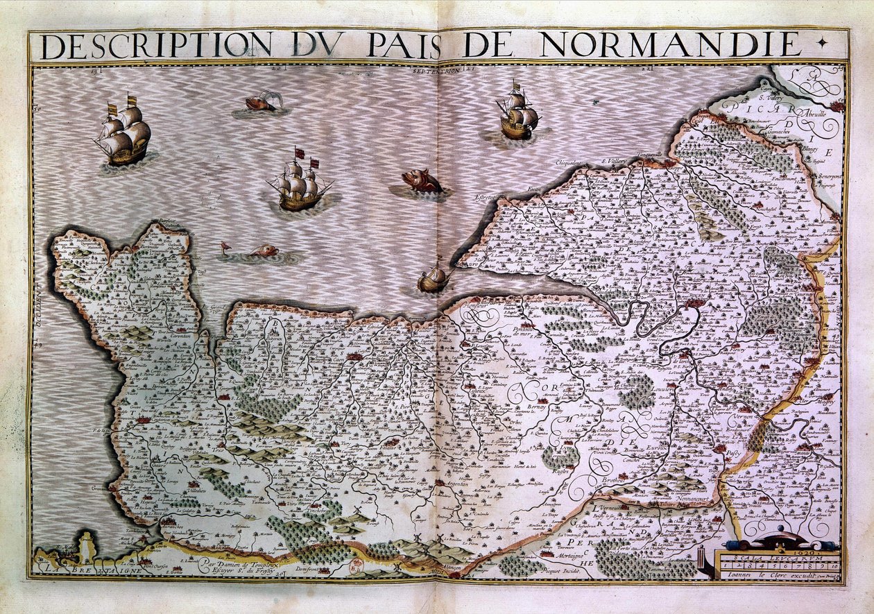 Descripción del país de Normandía. Mapa de la región de Normandía en 1620 de Unknown artist