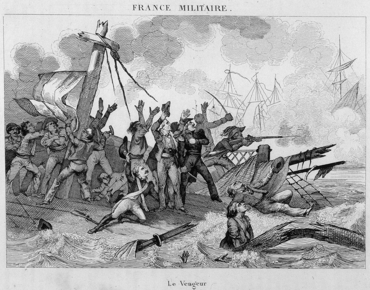Destrucción del barco "El Vengador" por la flota inglesa el 1 de junio de Unknown artist