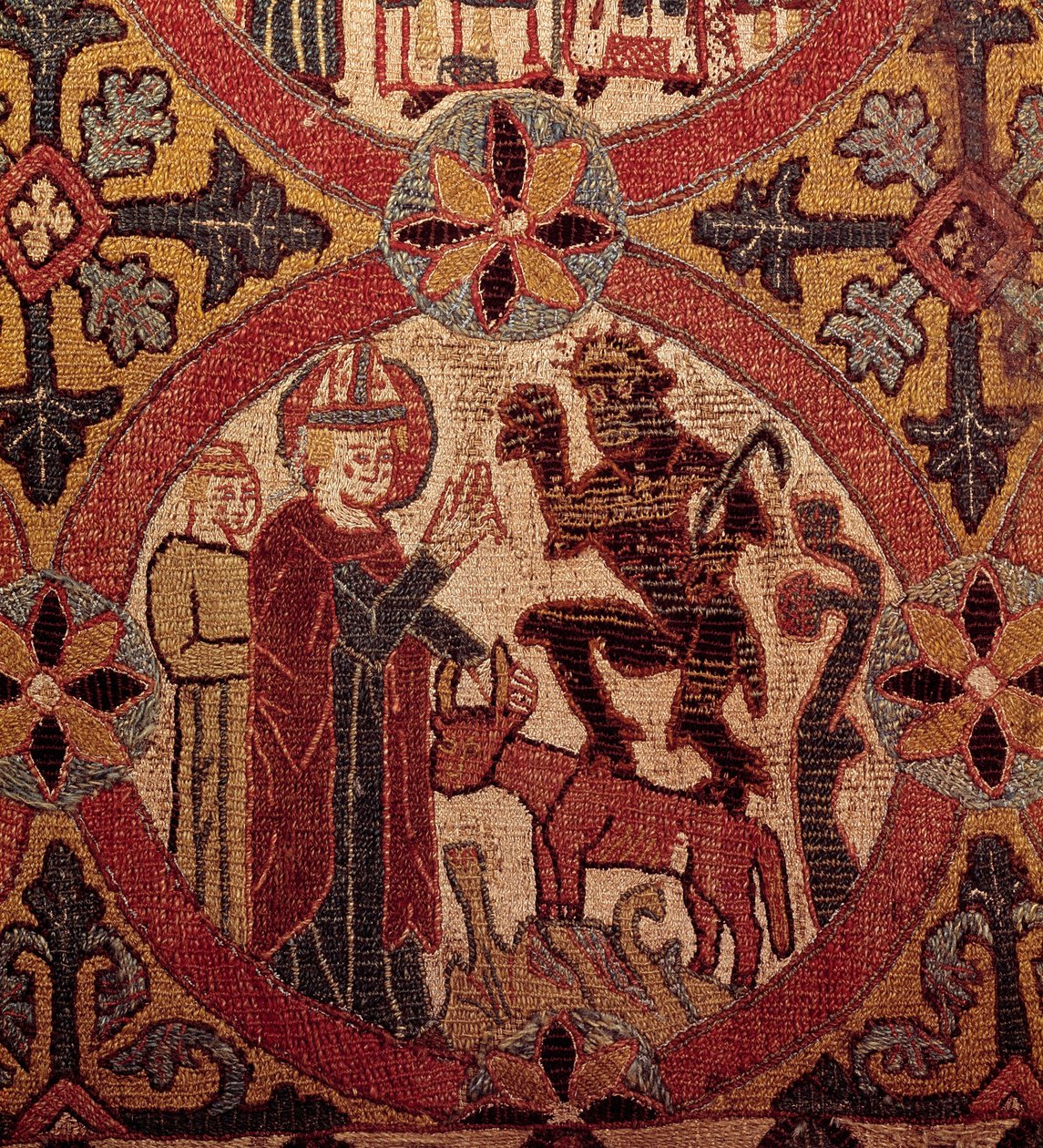 Detalle de un bordado que representa la Tentación de San Martín. Tapiz islandés. 1390-1403. París, Museo Nacional de la Edad Media, Termas de Cluny de Unknown artist