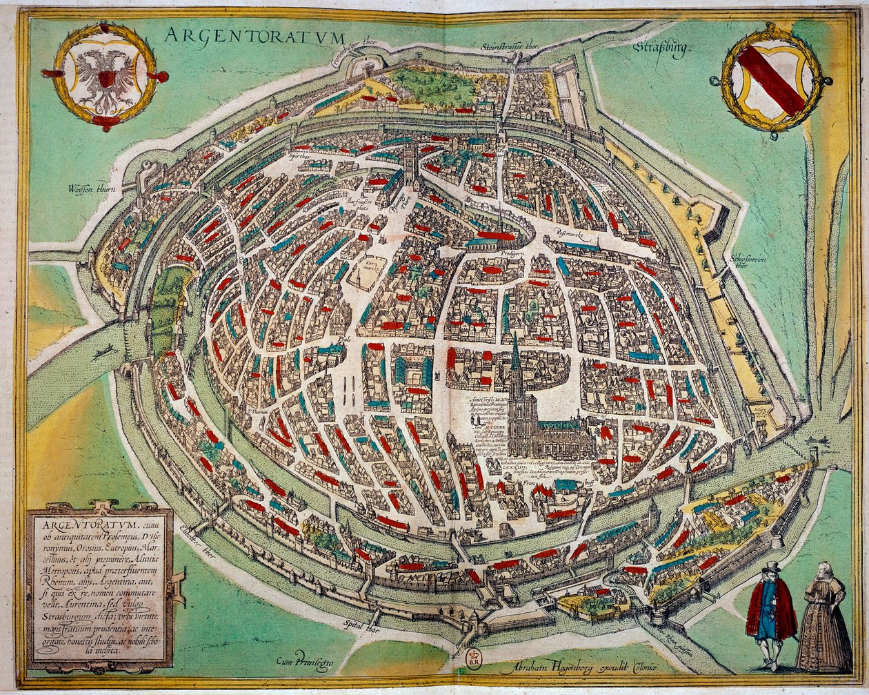 Mapa detallado de la ciudad de Estrasburgo realizado por Abraham Hogenberg (ca. 1608-1653). Grabado del siglo XVII París B.N. de Unknown artist