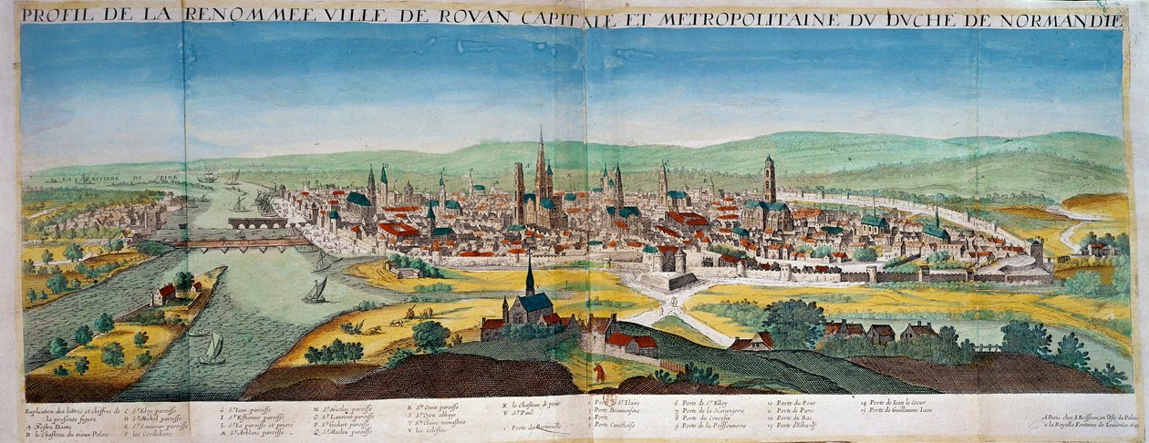 Vista detallada de la ciudad de Ruan en Normandía de Unknown artist