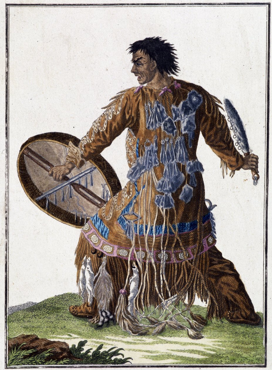 Adivino (chamán) de Kamchatka (Siberia) - grabado, principios del siglo XIX de Unknown artist