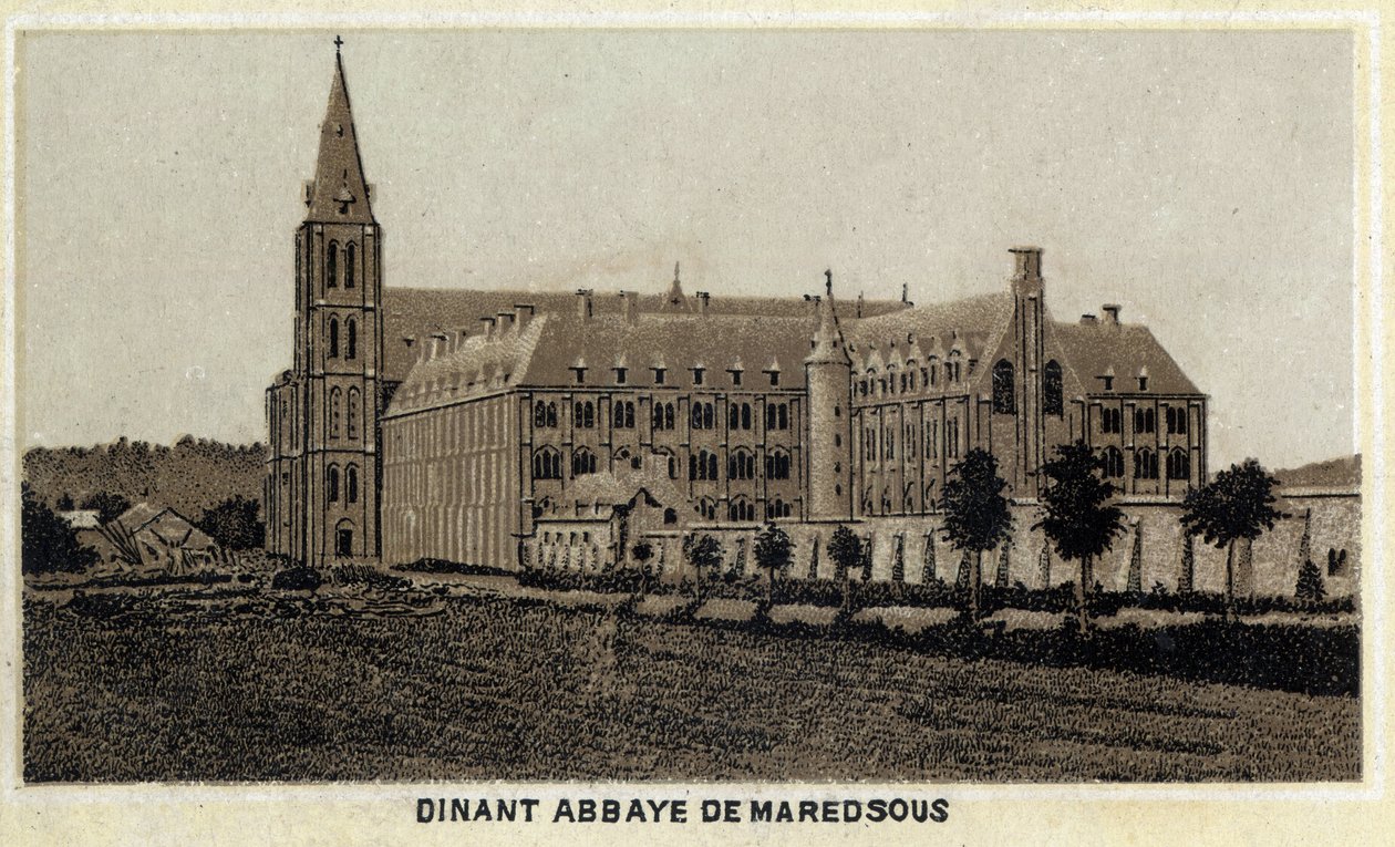 Dinant, Abadía de Maredsous, Valonia, Bélgica. Cromolitografía de finales del siglo XIX de Unknown artist