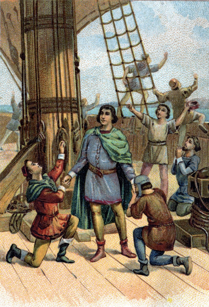 Descubrimiento de América por Cristóbal Colón en 1492 de Unknown artist