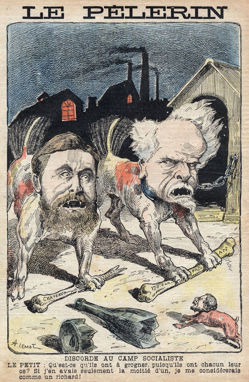 Disputas entre los socialistas Jean Jaures (1859-1914) (izquierda) y Henri Rochefort (1831-1913) (derecha). Ilustración en “Le Pelerin” del 19 de junio de 1898. de Unknown artist