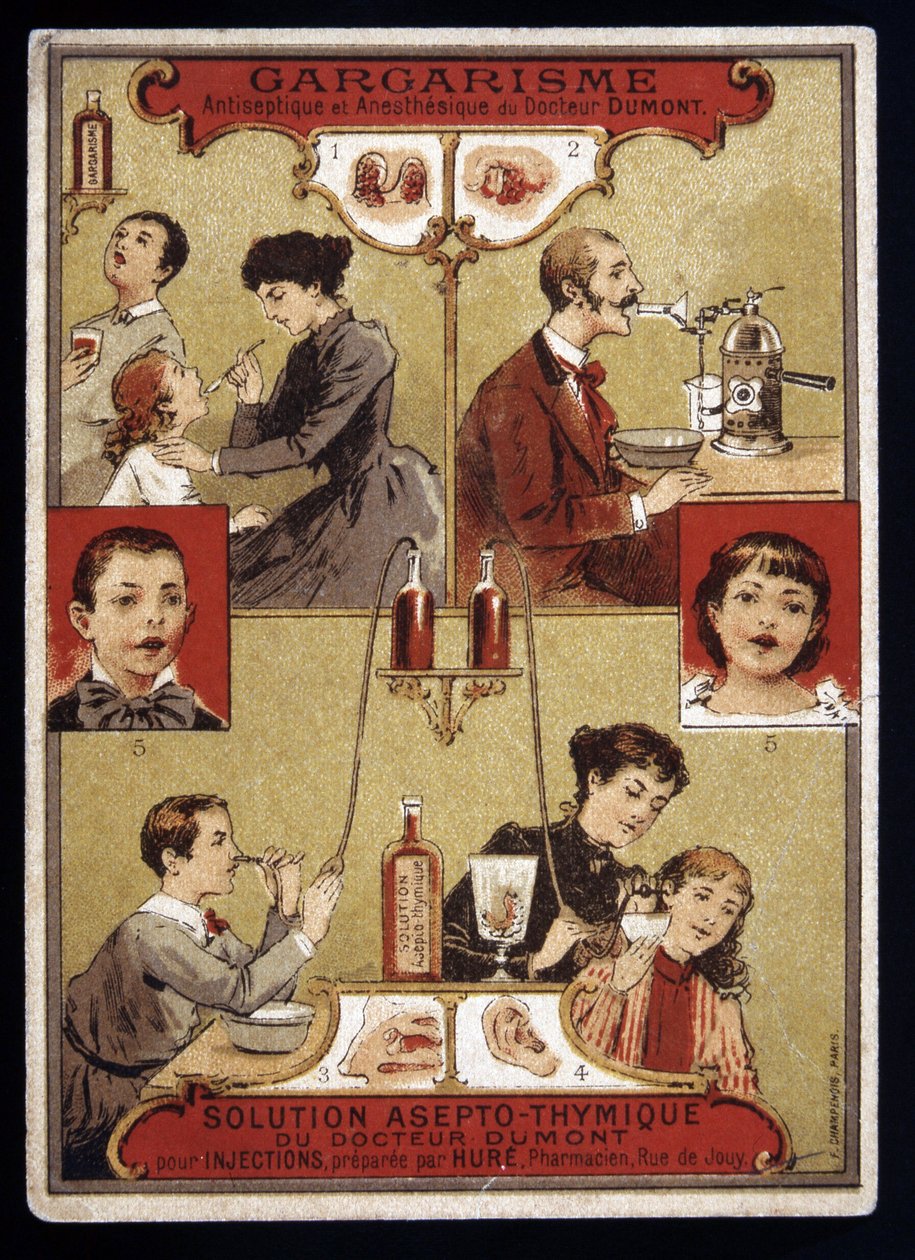 Gárgara antiséptica y anestésica del Dr. Dumont - Publicidad, finales del siglo XIX de Unknown artist