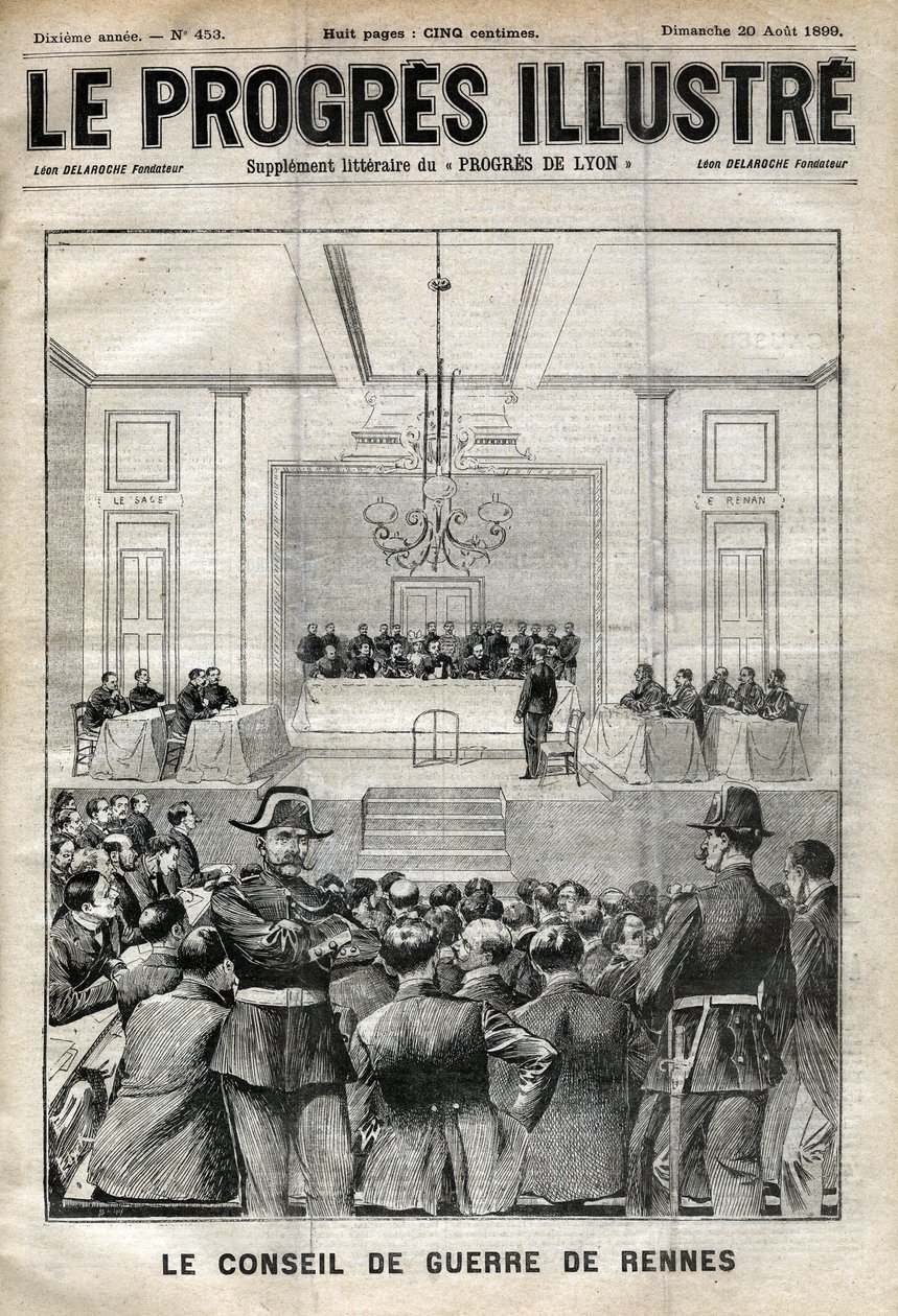 Caso Dreyfus. Juicio de Rennes. Alfred Dreyfus ante el Consejo de Guerra (1899). Portada de 