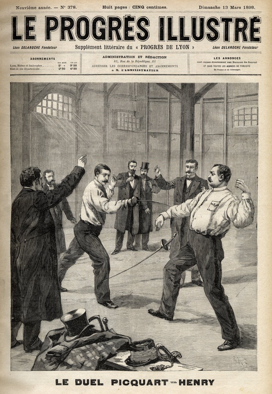 Caso Dreyfus: El duelo entre el Teniente Coronel Georges Picquart (1854-1914) y Hubert Henry (1846-1898) de Unknown artist