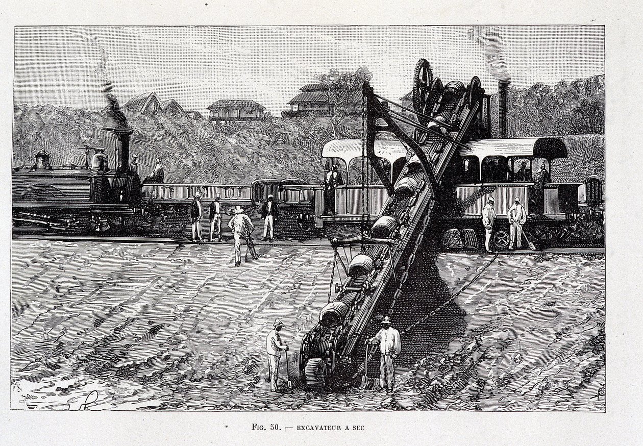 Excavadora seca en el sitio del Canal de Suez de Unknown artist