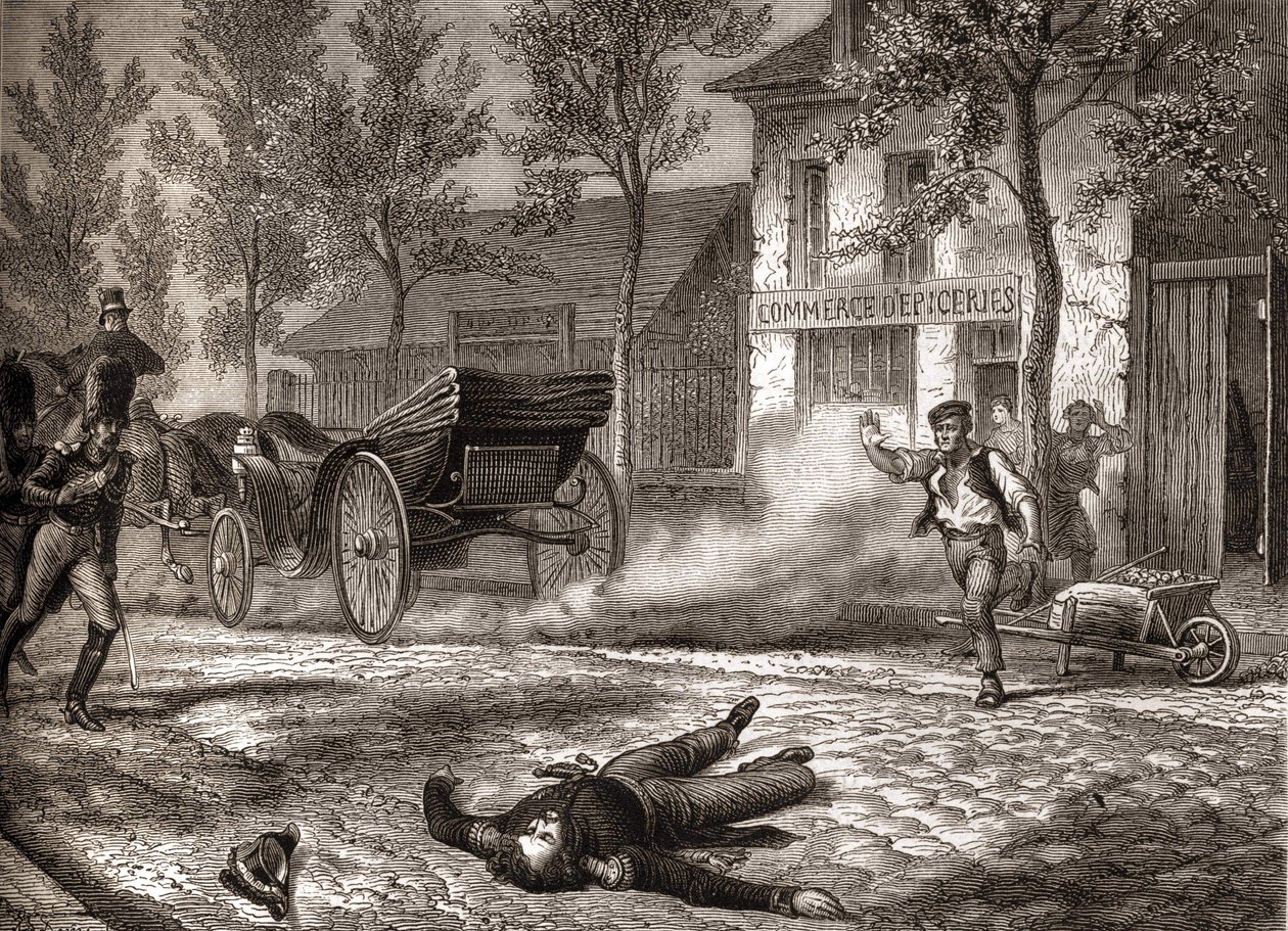El Duque de Orleans murió en un accidente automovilístico el 13/07/1842 - en “Histoire de France” de Henri Martin de Unknown artist