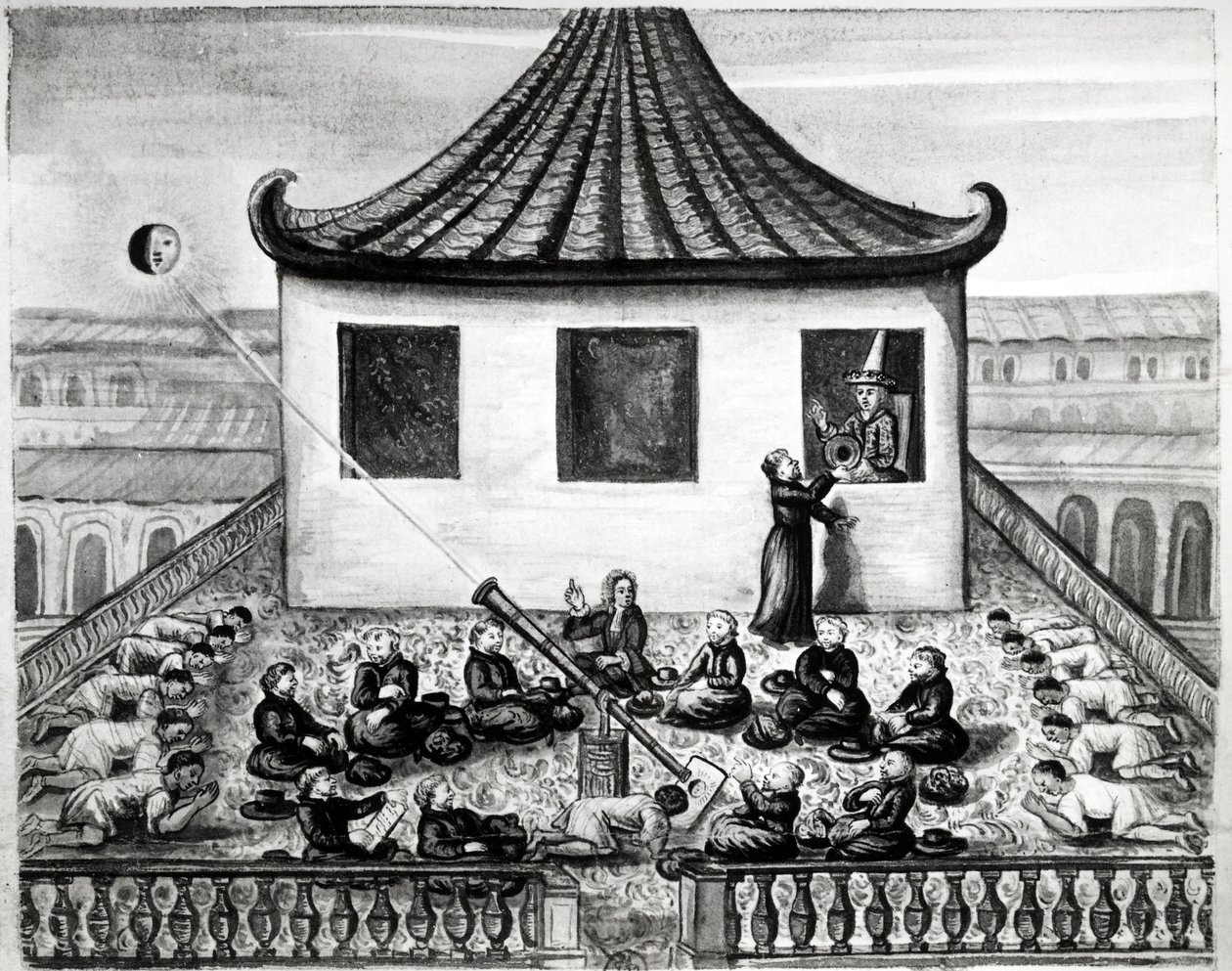 Eclipse de sol - en “Viajes del reino de Siam, histórico de 1688”. de Unknown artist