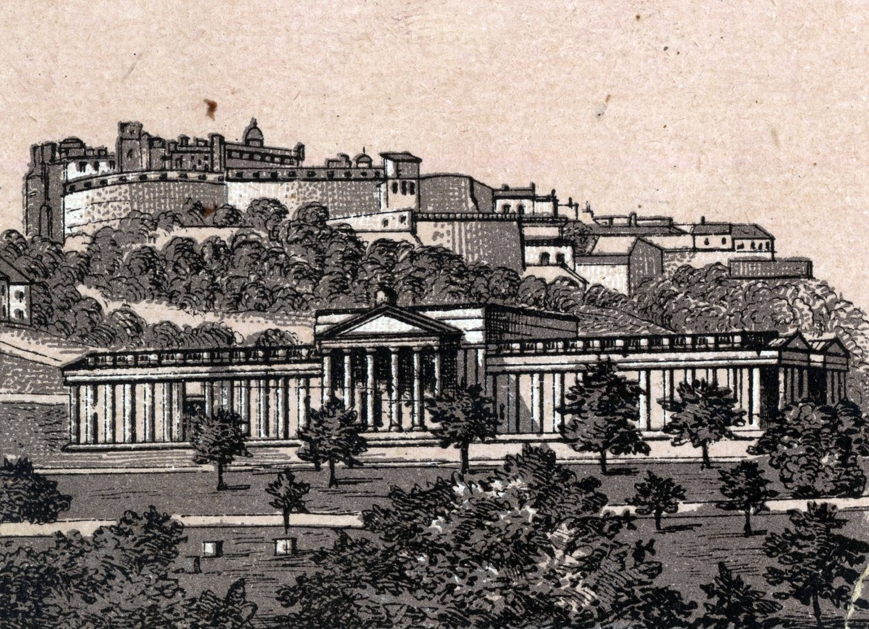 Edimburgo, Escocia: vista de la Galería Nacional en Edimburgo. En "El Mundo Ilustrado 168 vistas". Sin fecha (finales del siglo XIX). de Unknown artist