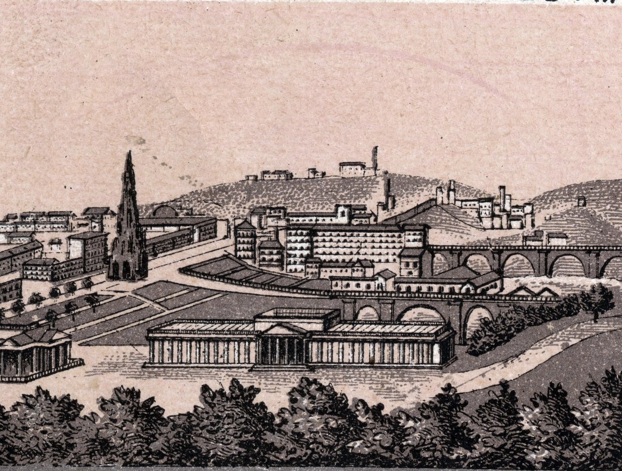 Edimburgo, Escocia: vista de la ciudad tomada desde el castillo de Edimburgo. en "El mundo ilustrado 168 vistas" Sin fecha (finales del siglo XIX) de Unknown artist