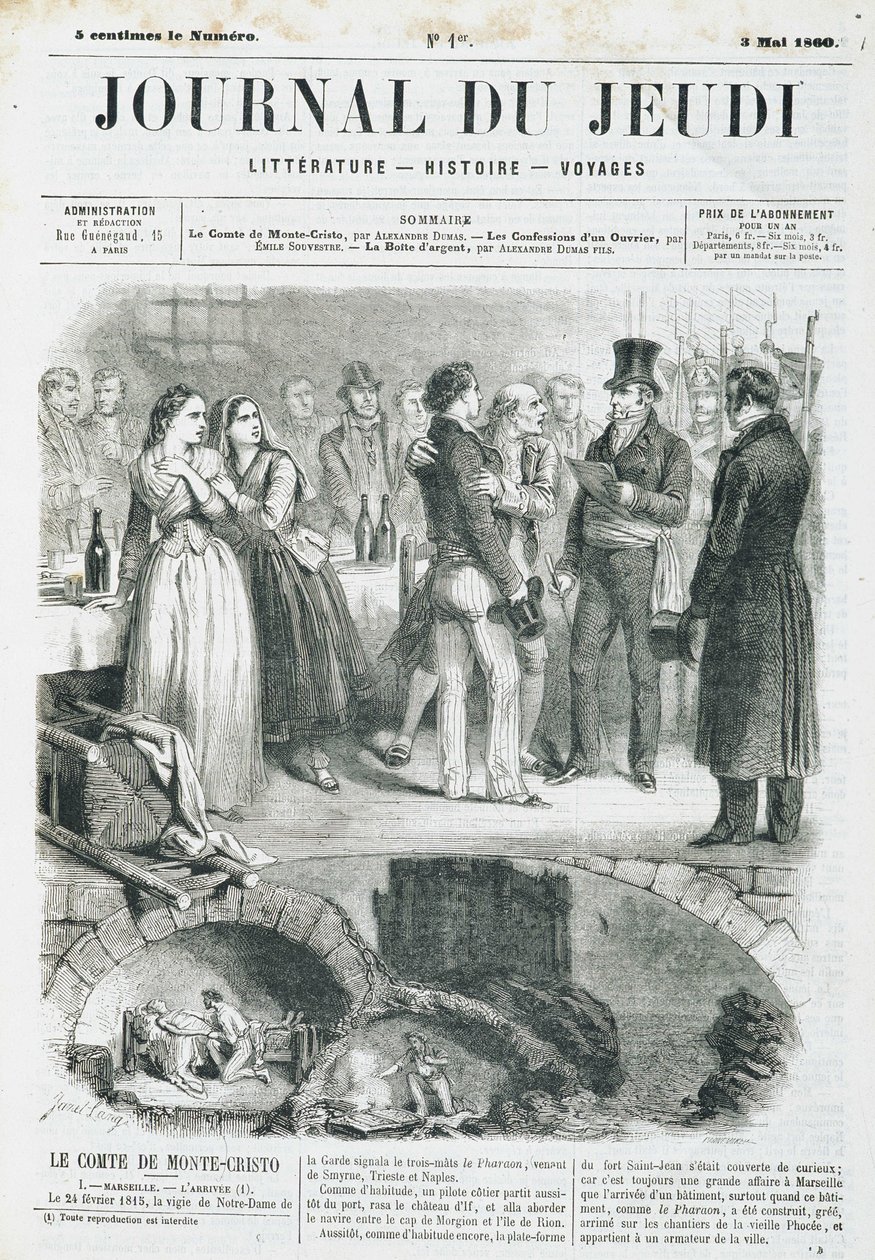 Edmond Dantès, el Conde de Montecristo (Montecristo) tiene una recepción - en “Le Journal du Jeudi” del 03/05/1860 de Unknown artist