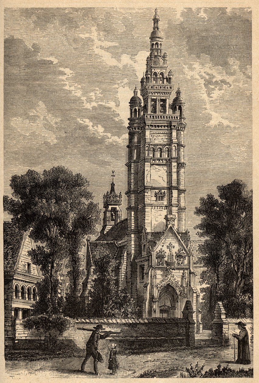 Iglesia Notre Dame de Croaz Batz en Roscoff - Finisterre - Bretaña - grabado en “PATRIE” - DESCRIPCIÓN PICTÓRICA DE FRANCIA EN 6 VOLÚMENES POR LUCIEN HUARD - finales del siglo XIX de Unknown artist